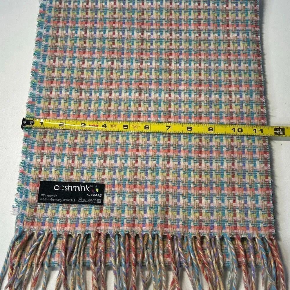 V. Fraas Cashmink Acrylic Woven Fringe Scarf Made in Getmany